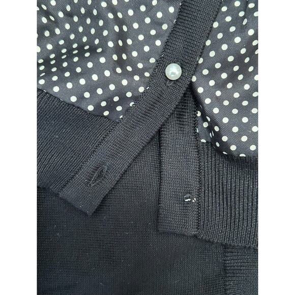 Lauren Ralph Lauren Cardigan Sweater Womens 2X Black Polka Dot Silk Button Front - Picture 10 of 10